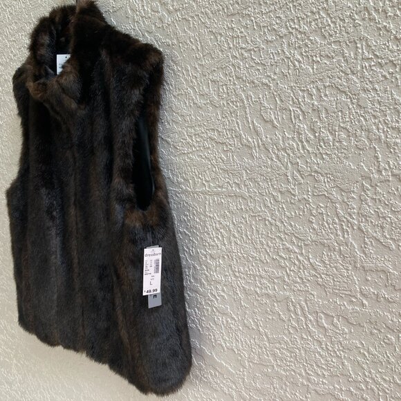 Faux Mink Vest Jacket Sz L Full Zip Heavy Coat Vest Reversible NWT - Picture 8 of 13